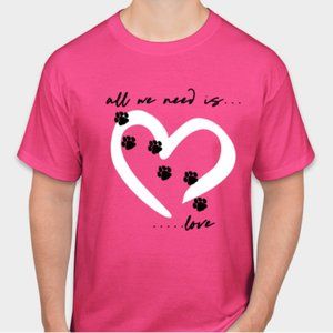 NWT - All We Need is Love! Dog Paw Print T-Shirts